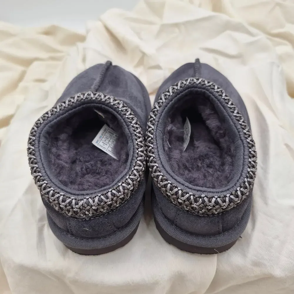UGG Tasman II Slipper dark grey embroidered braid kids US Size 8